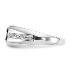 14k White Gold White and Black Diamond Square Mens Ring
