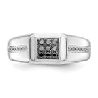 14k White Gold White and Black Diamond Square Mens Ring