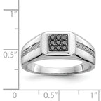 14k White Gold White and Black Diamond Square Mens Ring