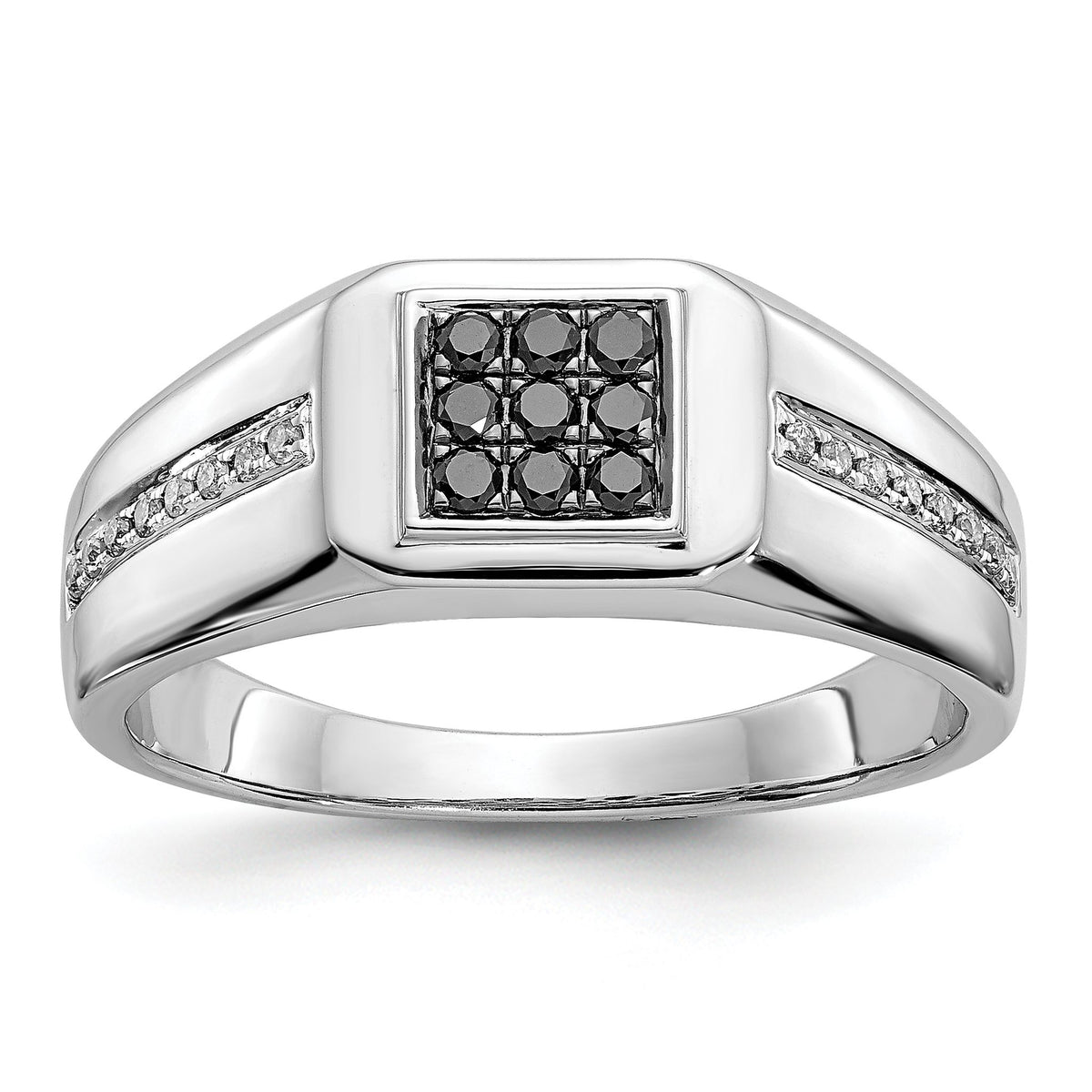 Men's Square Black Diamond Ring in 14K White Gold (1/4 ct. tw.), Size 9.75 - Sophia Jewelers Main image