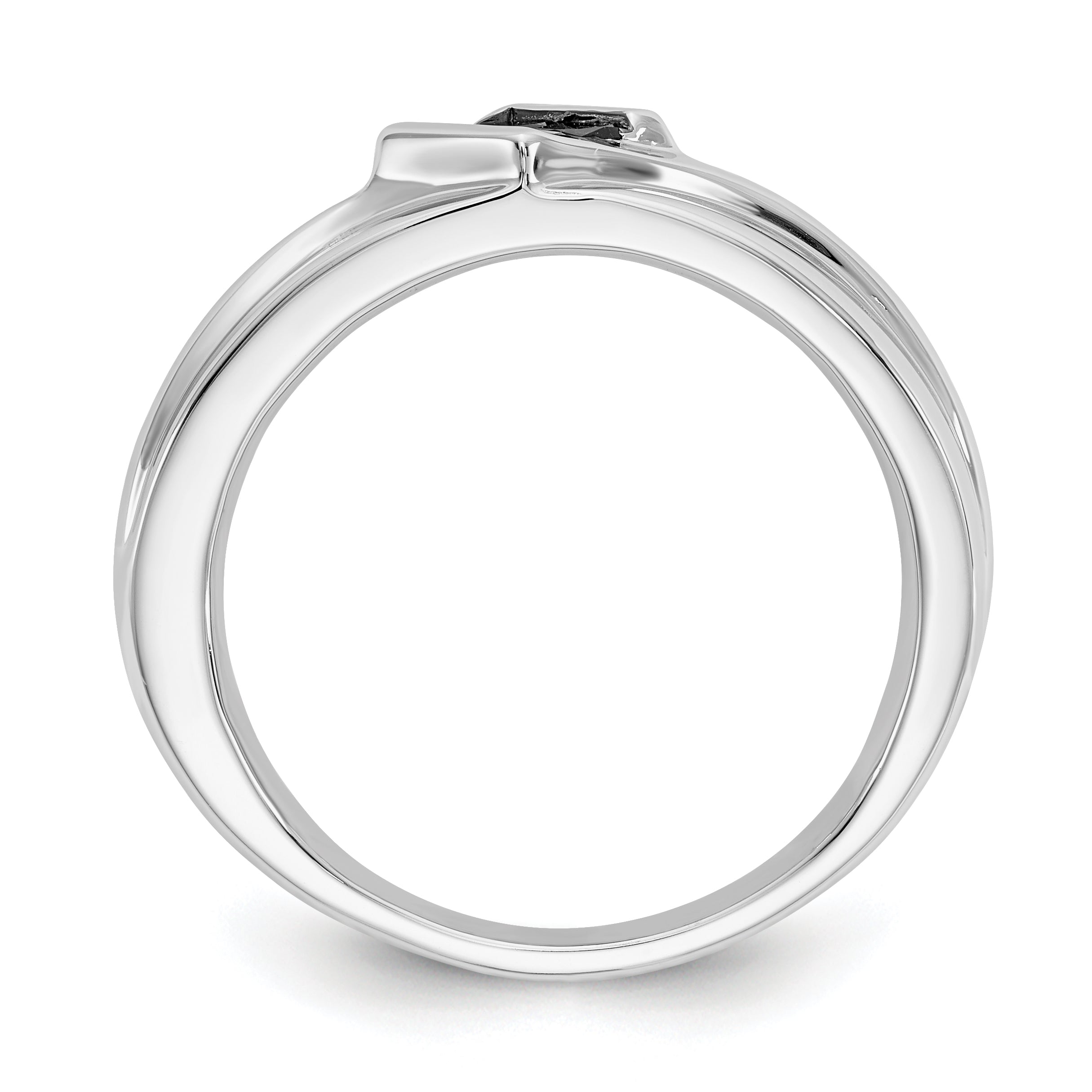 14k White Gold Black Diamond Mens Ring