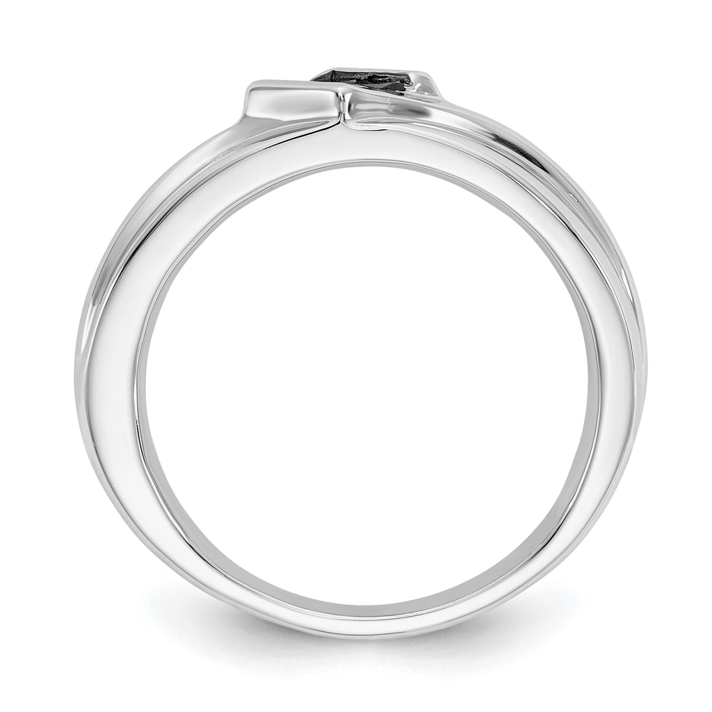 14k White Gold Black Diamond Mens Ring