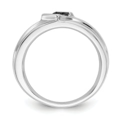 14k White Gold Black Diamond Mens Ring