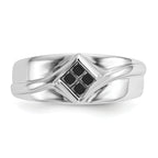 14k White Gold Black Diamond Mens Ring