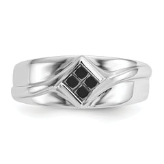 14k White Gold Black Diamond Mens Ring