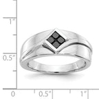 14k White Gold Black Diamond Mens Ring