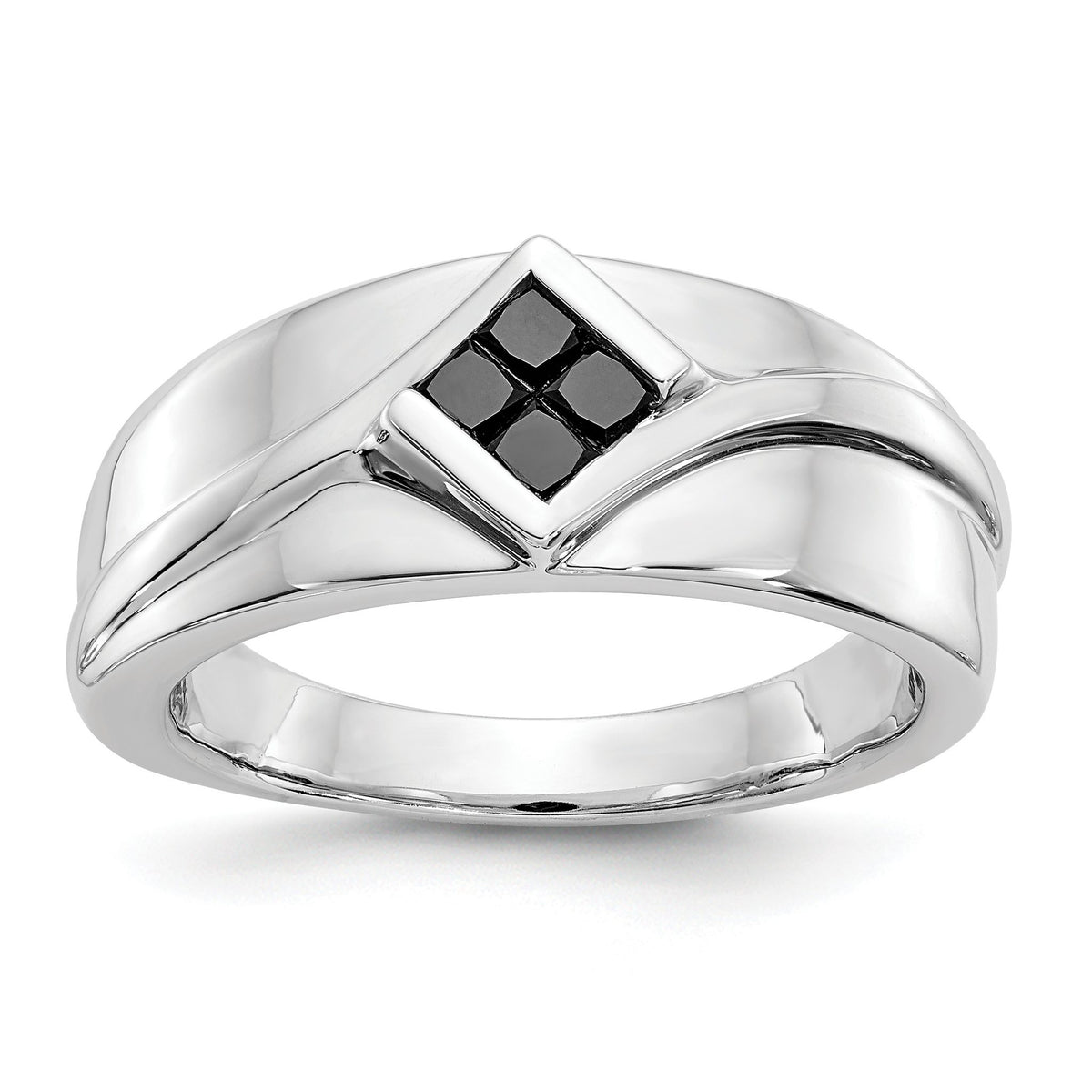 Men's Black Diamond Ring in 14K White Gold (3/8 ct. tw.), Size 10 - Sophia Jewelers Main image