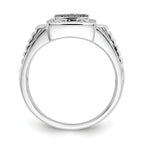 14k White Gold Black and White Diamond Mens Ring