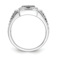 14k White Gold Black and White Diamond Mens Ring