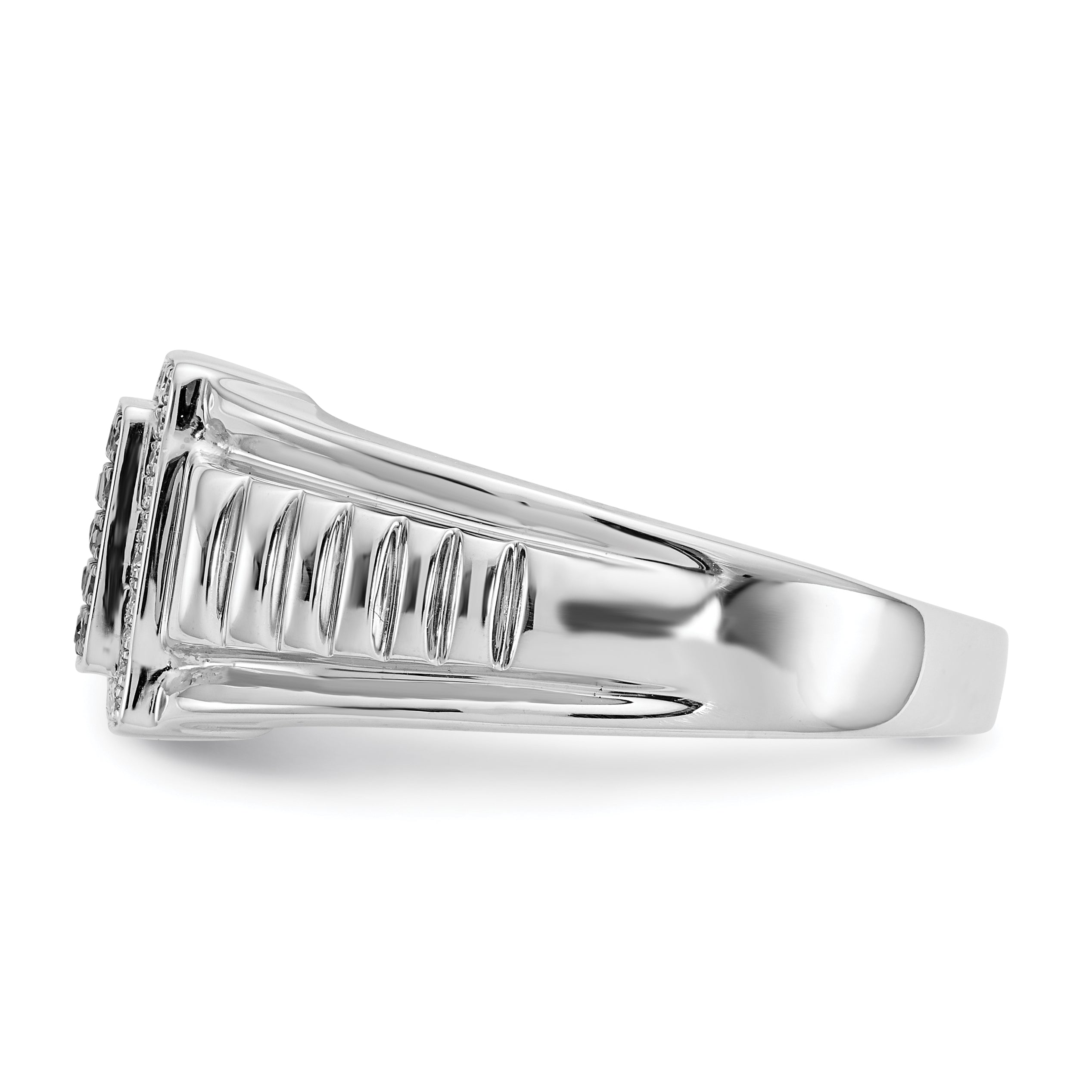 14k White Gold Black and White Diamond Mens Ring