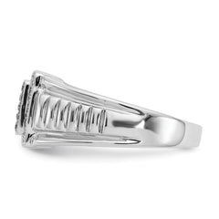 14k White Gold Black and White Diamond Mens Ring