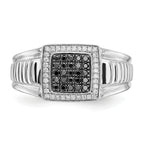 14k White Gold Black and White Diamond Mens Ring