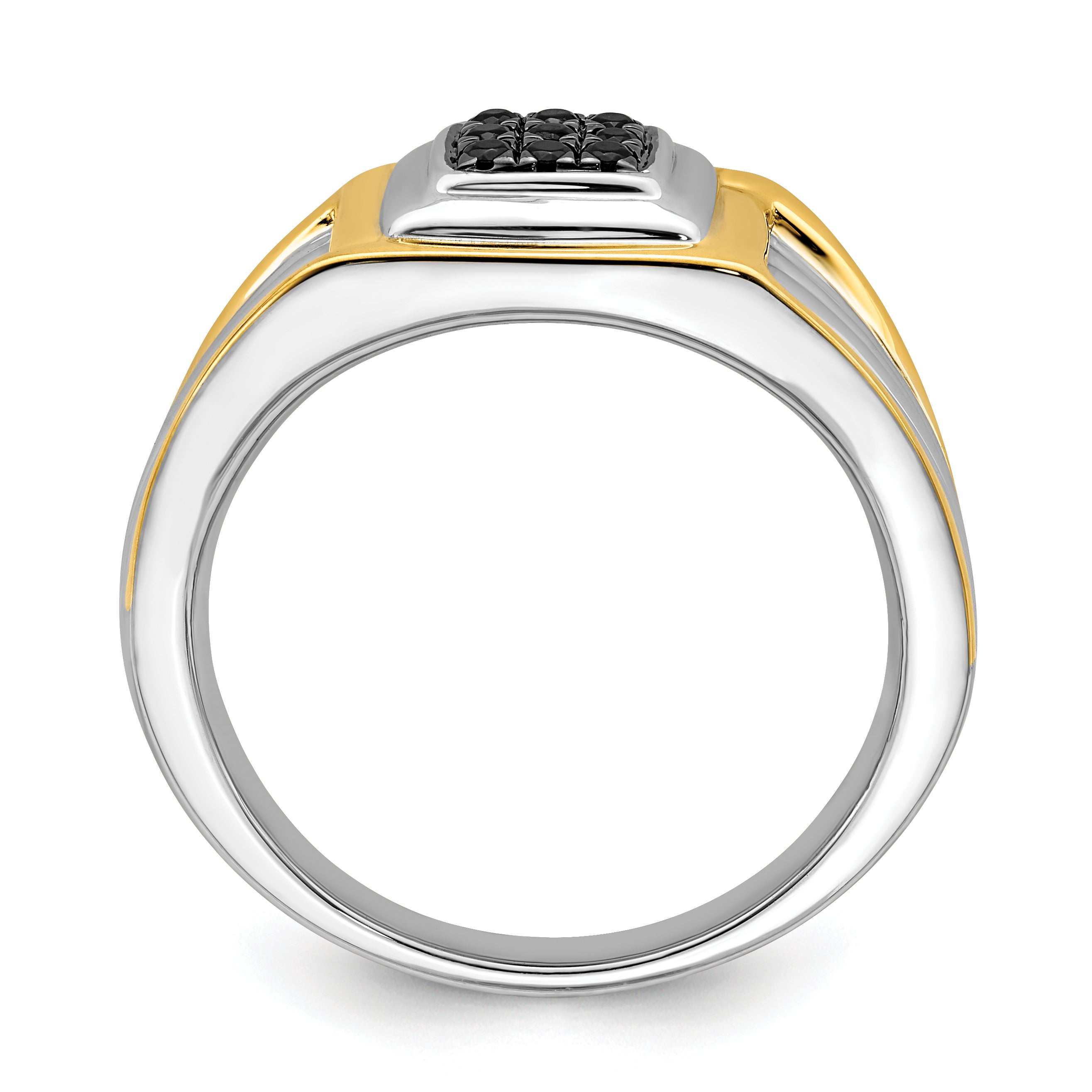 14k Two-tone Black Diamond Mens Ring
