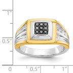 14k Two-tone Black Diamond Mens Ring