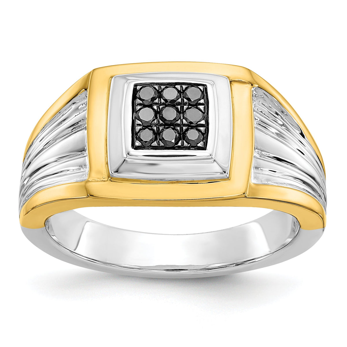 Men's Black Diamond Ring in 14K Two-Tone Gold (1/6 ct. tw.), Size 10 - Sophia Jewelers Main image