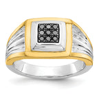 14k Two-tone Black Diamond Mens Ring