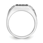 14k White Gold Black and White Diamond Mens Ring