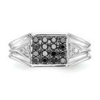14k White Gold Black and White Diamond Mens Ring