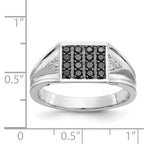 14k White Gold Black and White Diamond Mens Ring