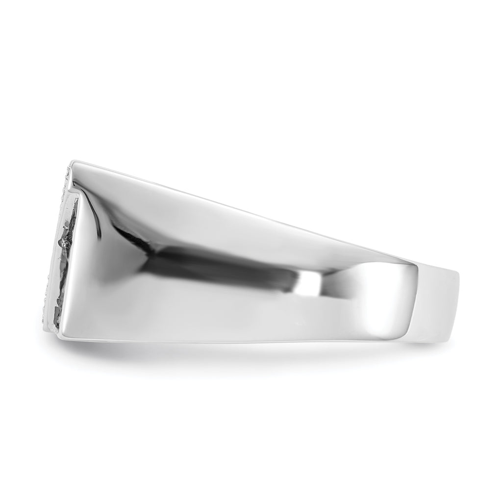 14k White Gold Black and White Diamond Mens Ring