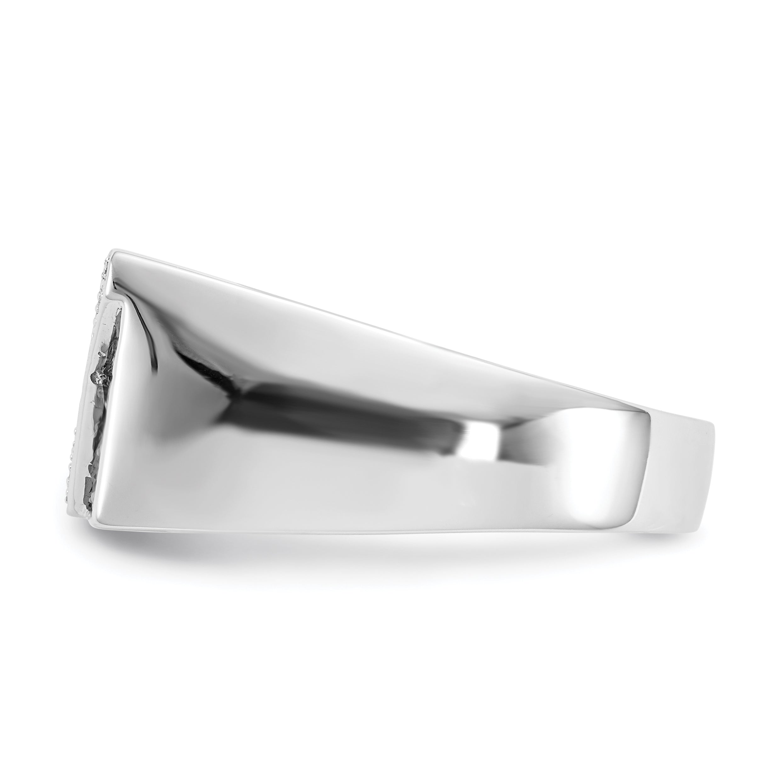 14k White Gold Black and White Diamond Mens Ring