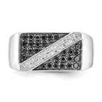 14k White Gold Black and White Diamond Mens Ring