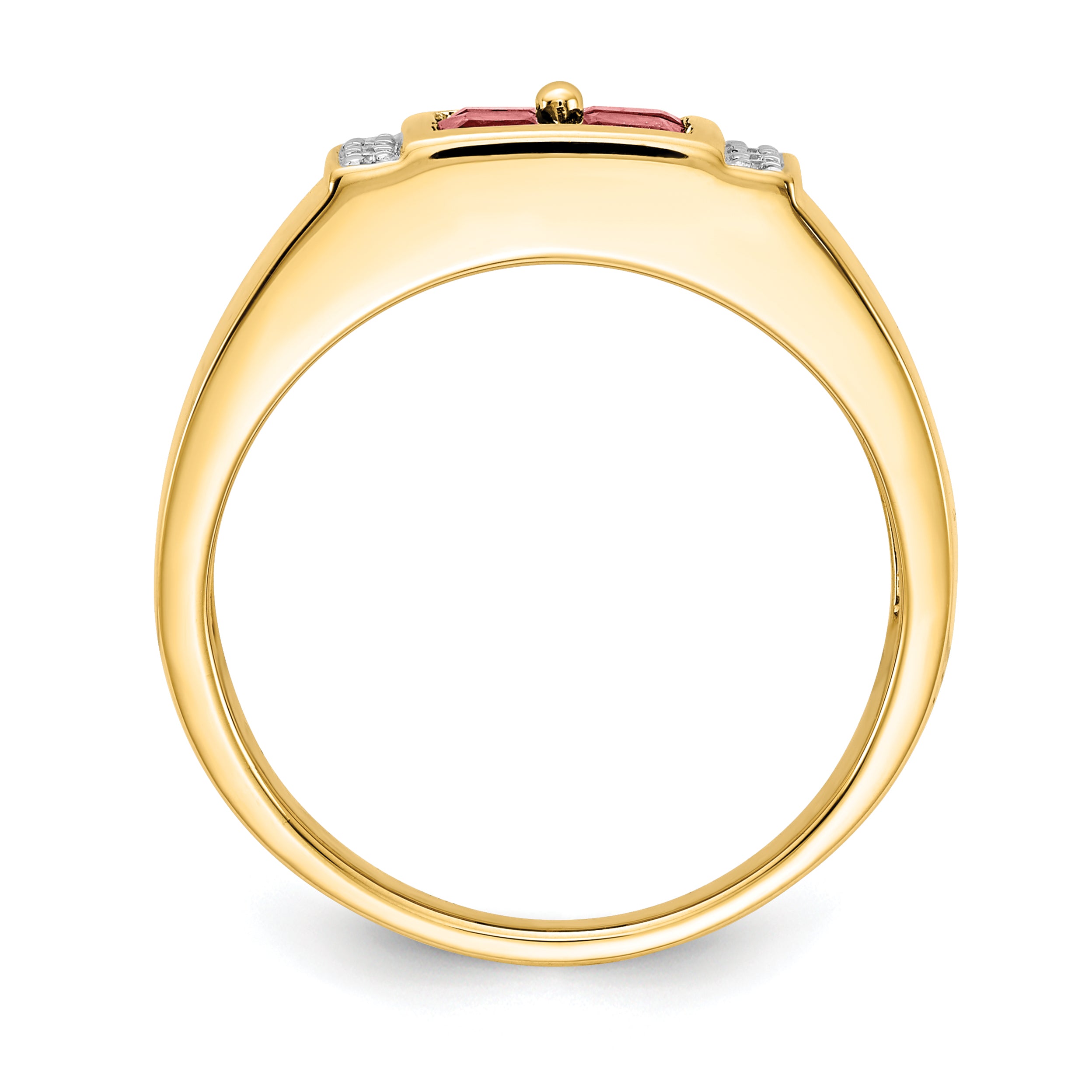 14k Created Ruby and Diamond Mens Ring