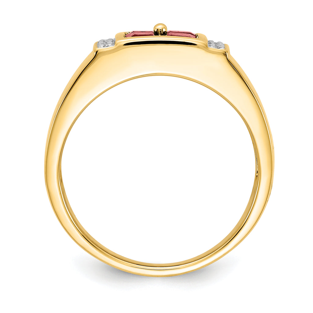 14k Created Ruby and Diamond Mens Ring