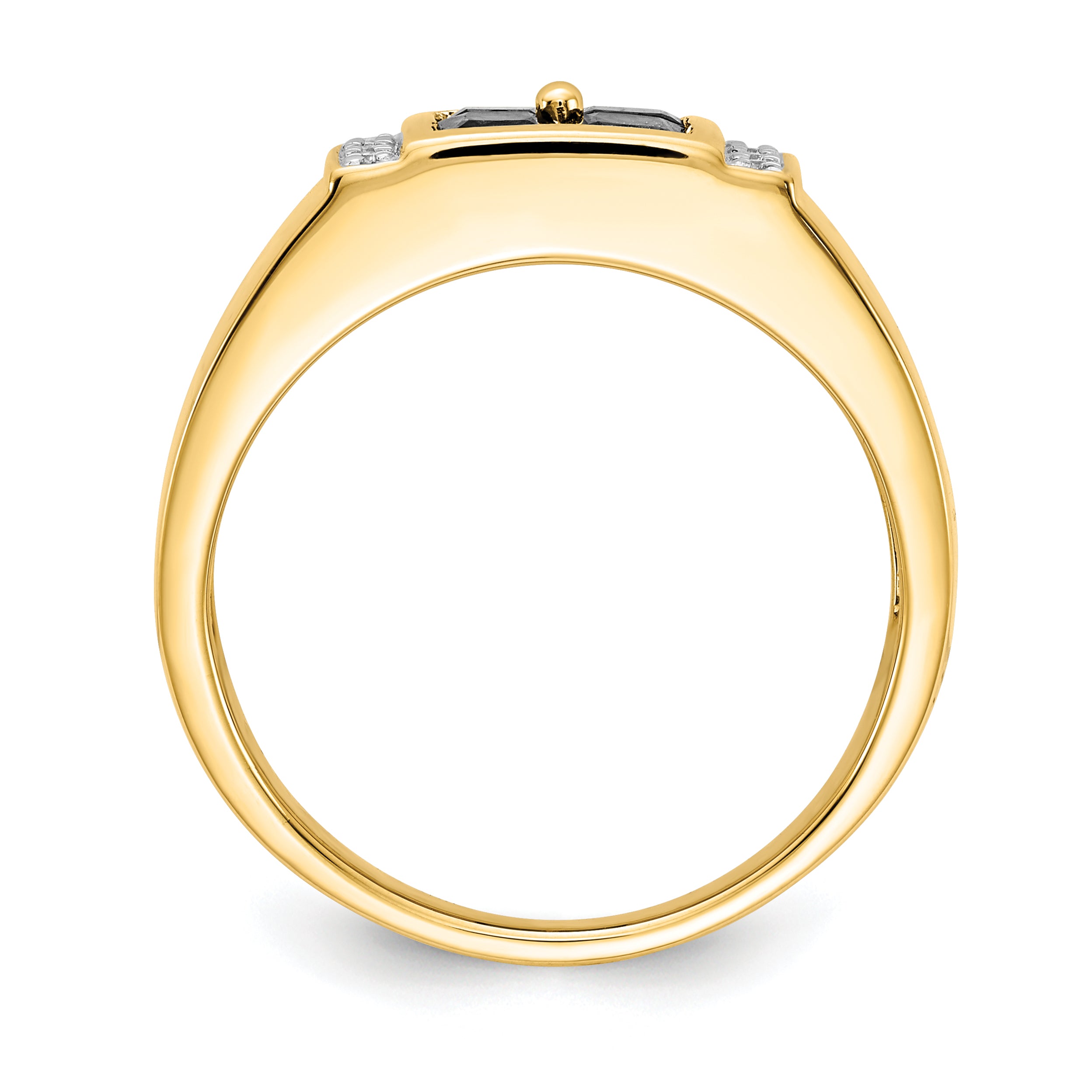 14k Created Sapphire and Diamond Mens Ring Secondary image