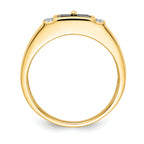 14k Created Sapphire and Diamond Mens Ring