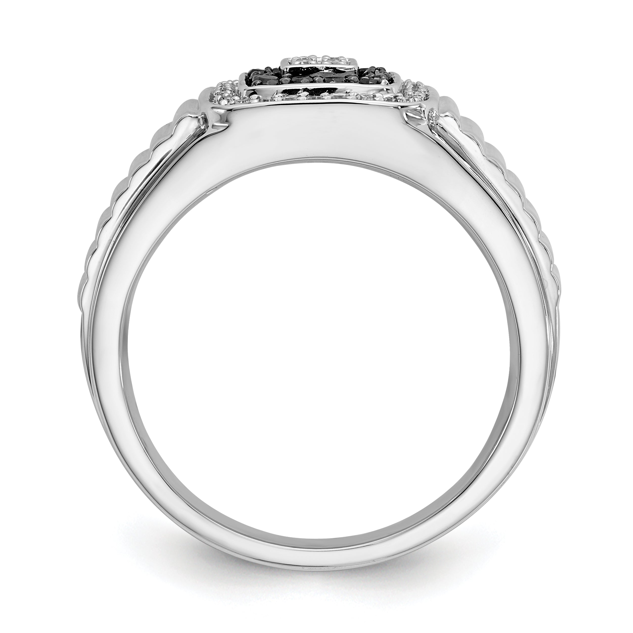14k White Gold Black and White Diamond Mens Ring Secondary image