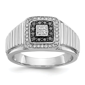 Men's Black & White Diamond Ring in 14K White Gold, 4mm (1/3 ct. tw.), Size 10 - Sophia Jewelers