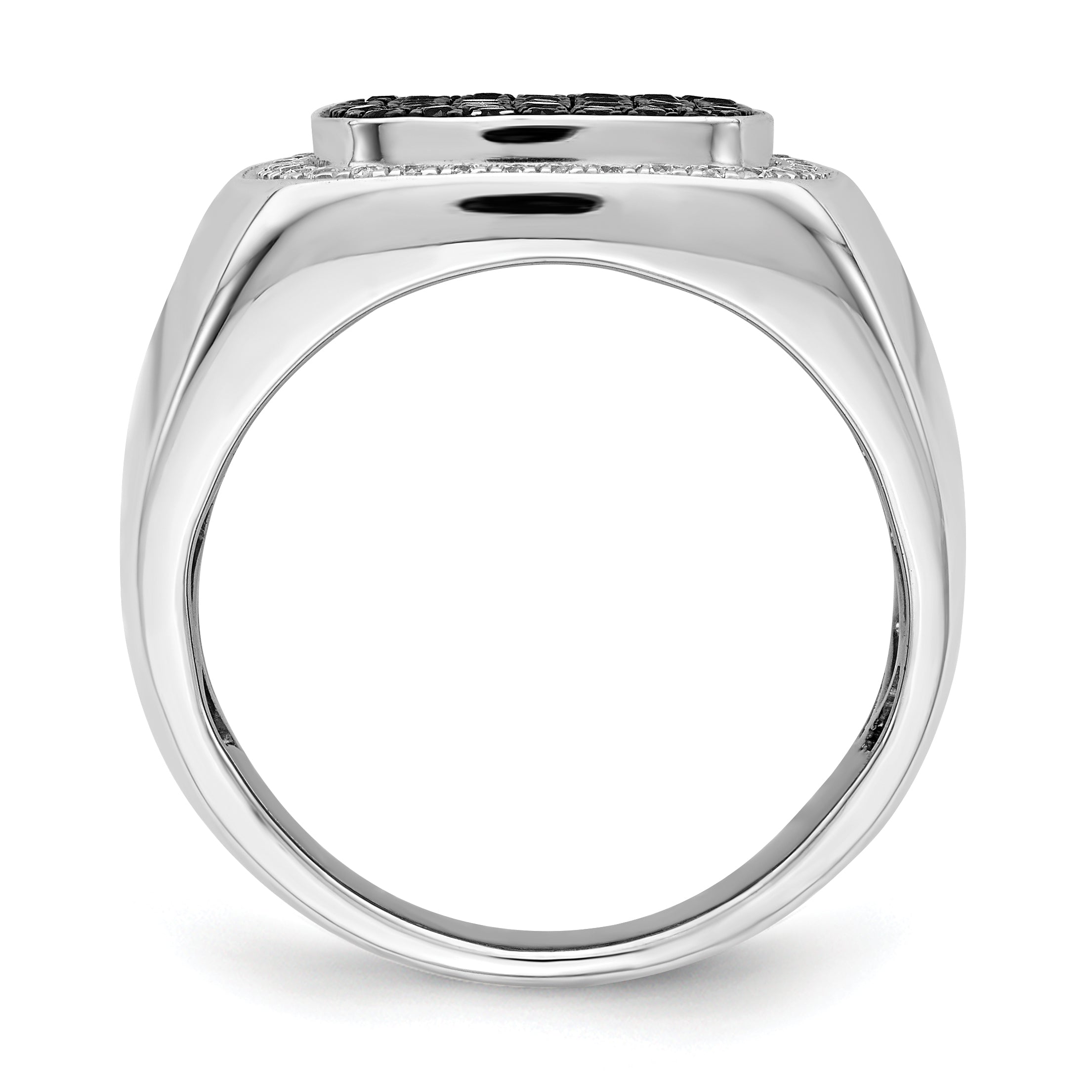 14k White Gold Black and White Diamond Mens Ring