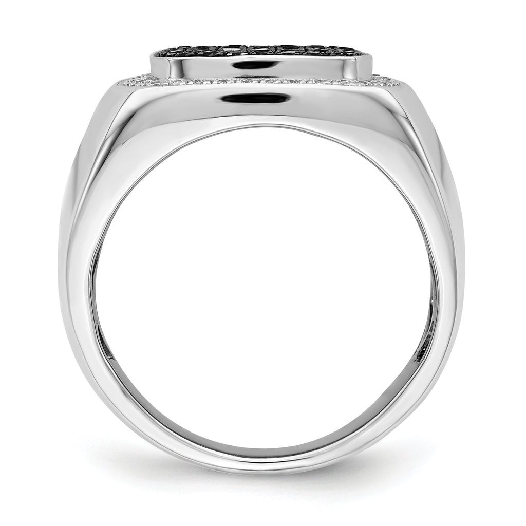 14k White Gold Black and White Diamond Mens Ring