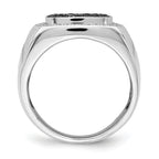 14k White Gold Black and White Diamond Mens Ring