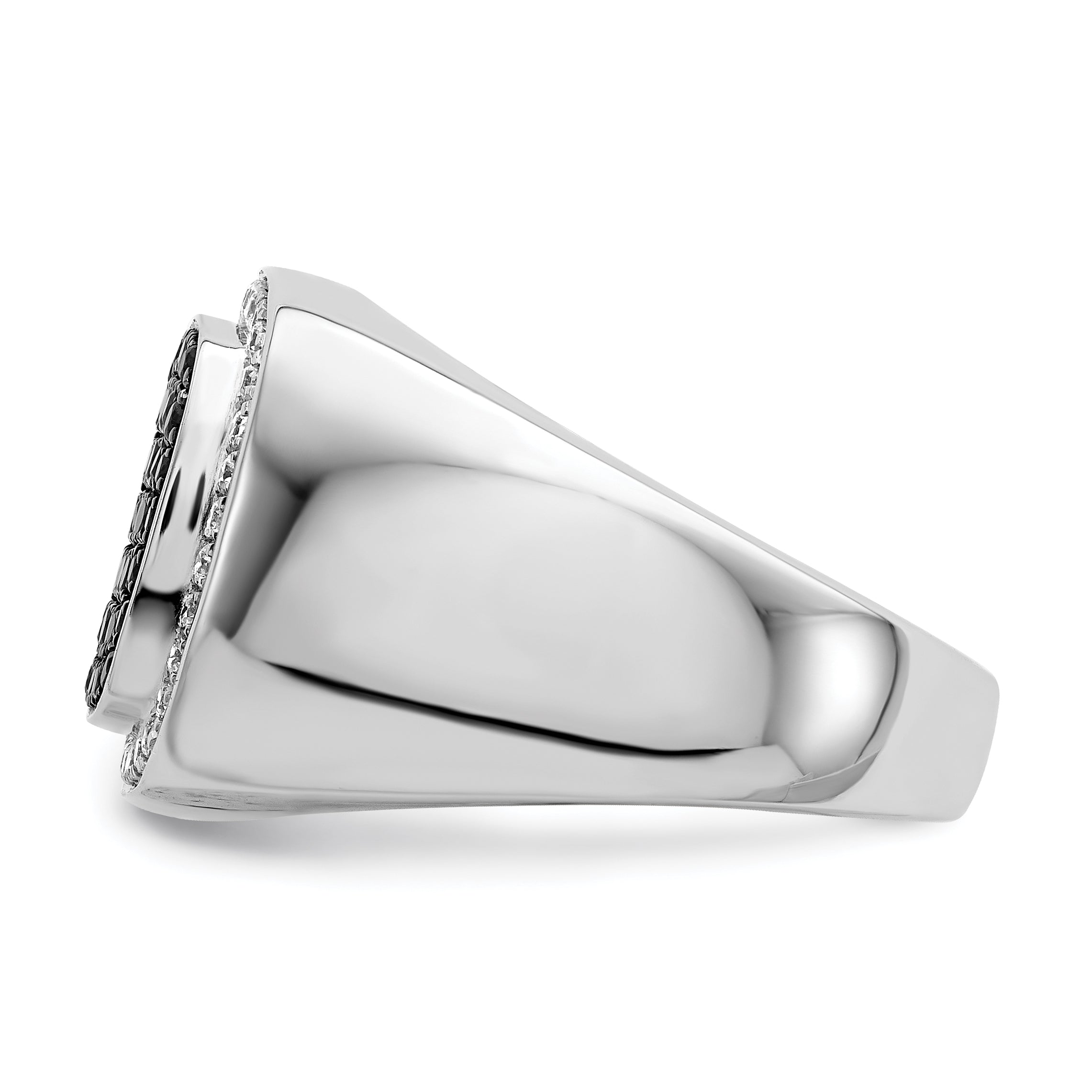 14k White Gold Black and White Diamond Mens Ring