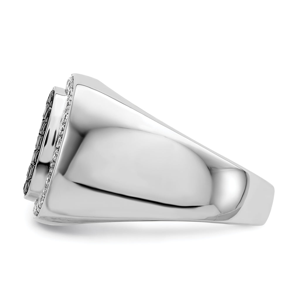 14k White Gold Black and White Diamond Mens Ring