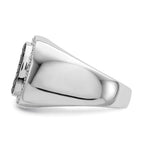 14k White Gold Black and White Diamond Mens Ring