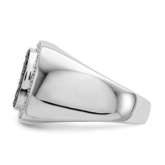 14k White Gold Black and White Diamond Mens Ring