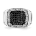 14k White Gold Black and White Diamond Mens Ring