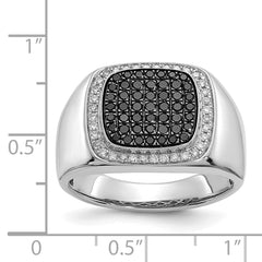 14k White Gold Black and White Diamond Mens Ring