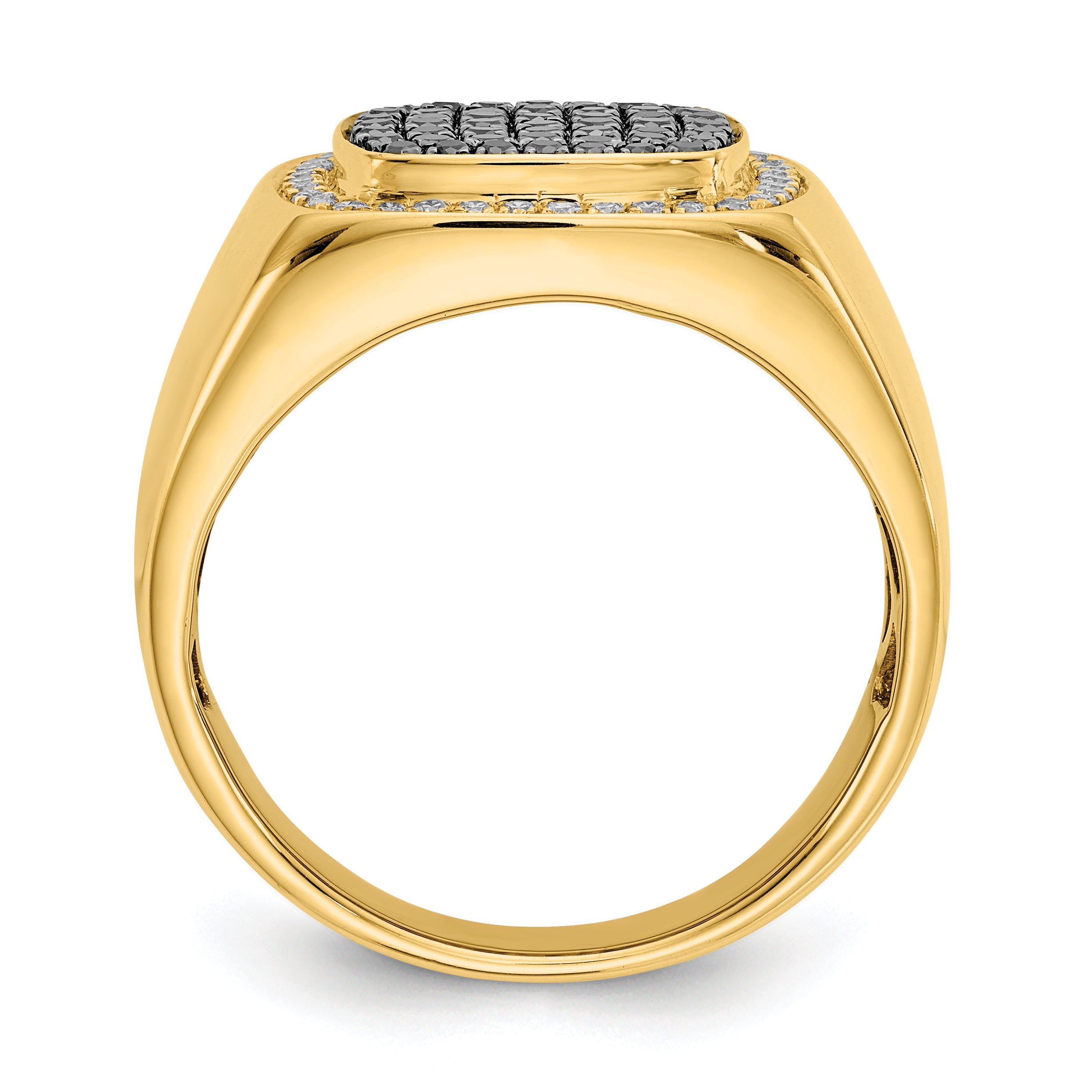 14k Black and White Diamond Mens Ring