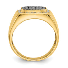14k Black and White Diamond Mens Ring