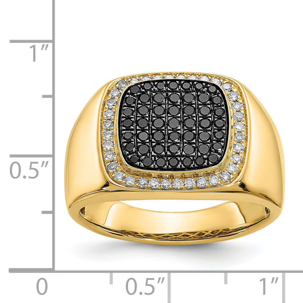 14k Black and White Diamond Mens Ring