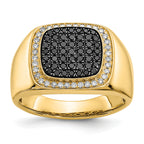 14k Black and White Diamond Mens Ring
