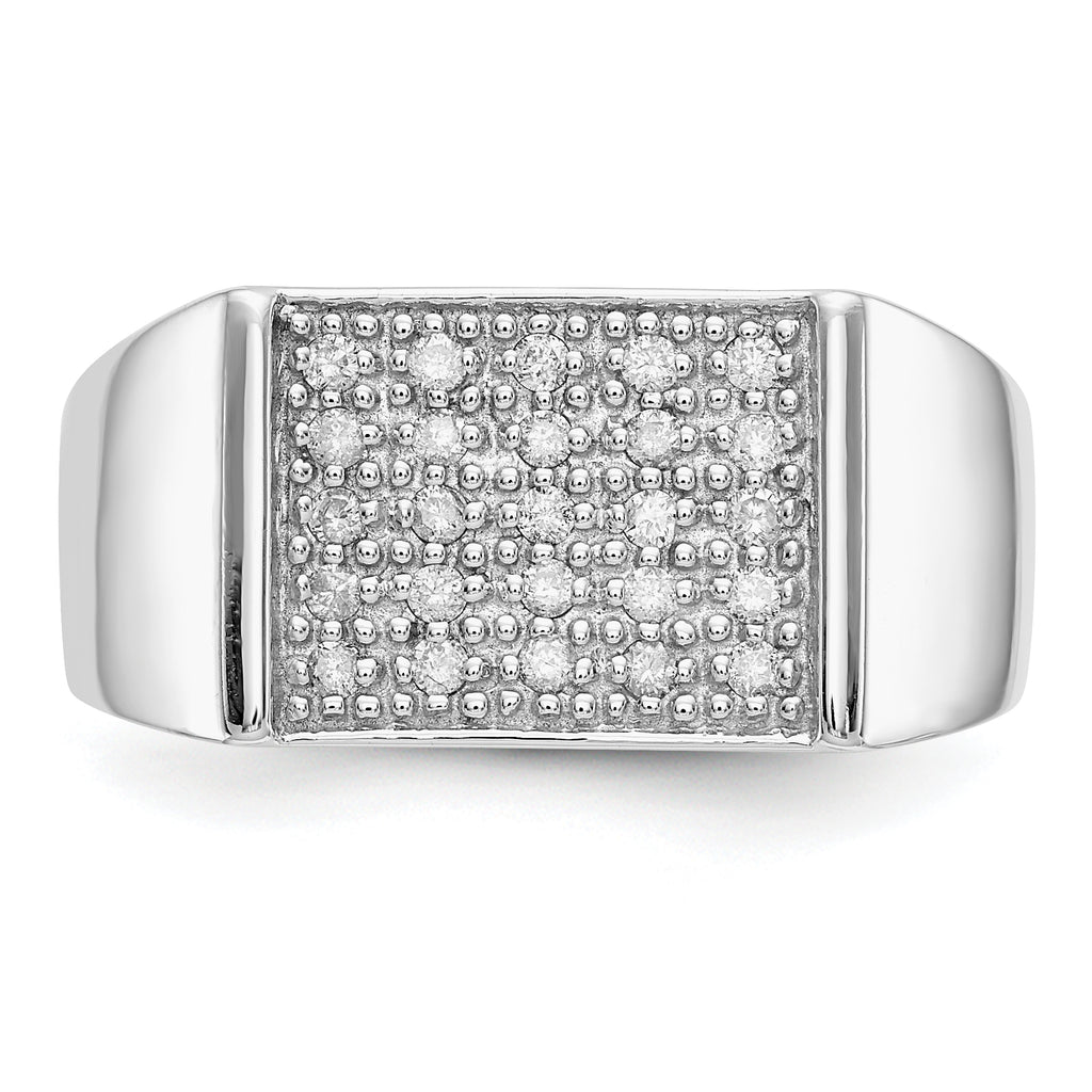 14k White Gold Diamond Mens Ring