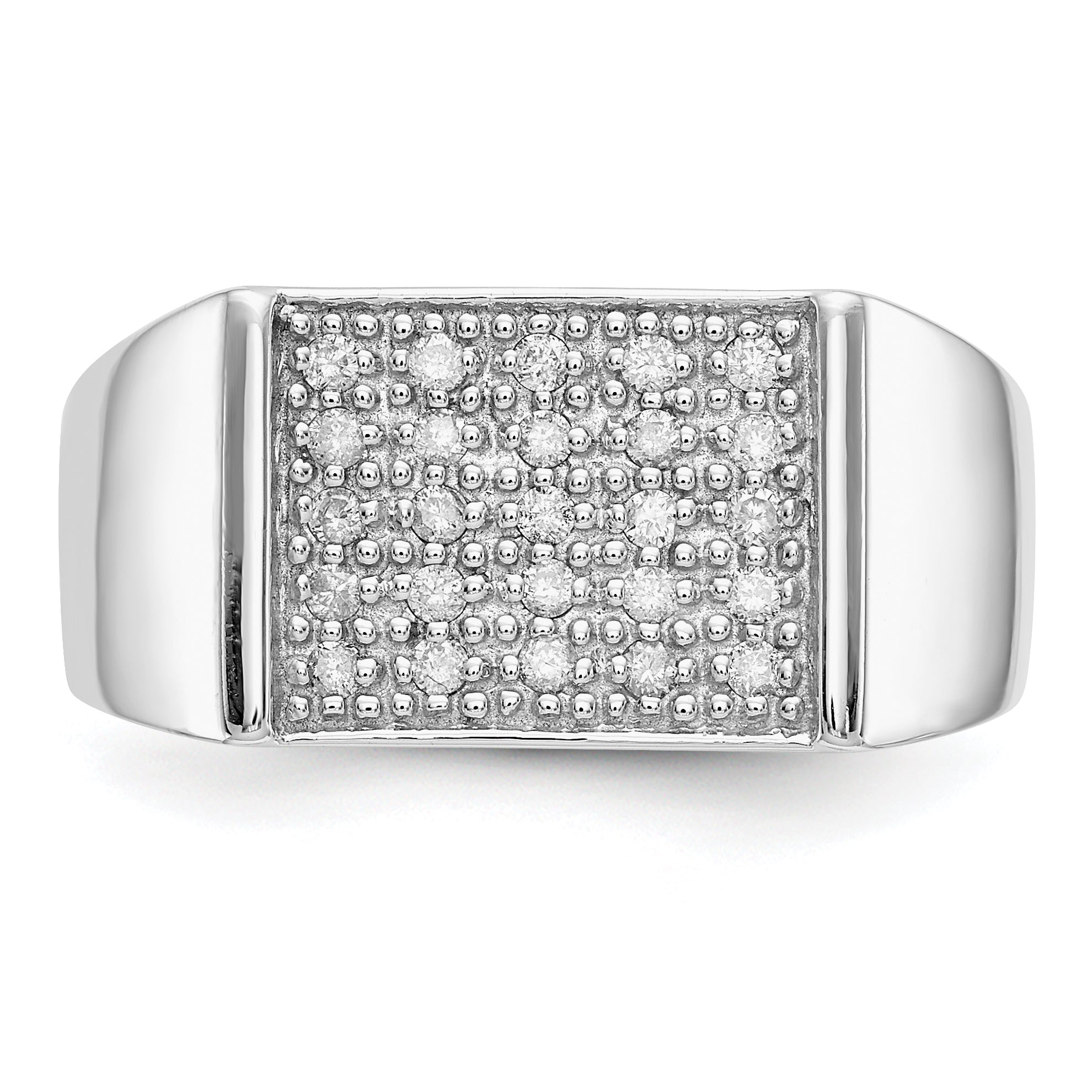 14k White Gold Diamond Mens Ring