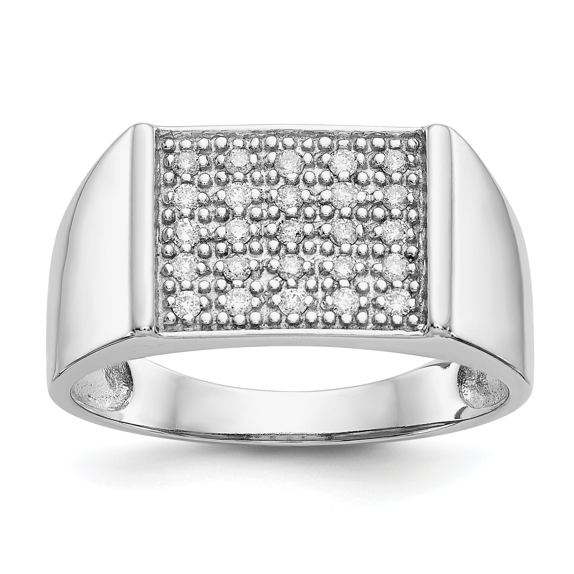 14k White Gold Diamond Mens Ring Main image