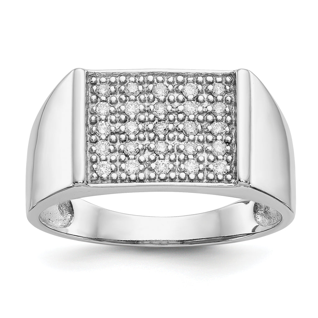 14k White Gold Diamond Mens Ring