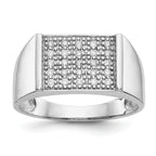 14k White Gold Diamond Mens Ring